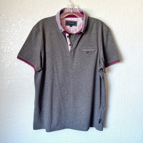 Ted Baker polo style shirt with button down collar and front pocket - Picture 1 of 9